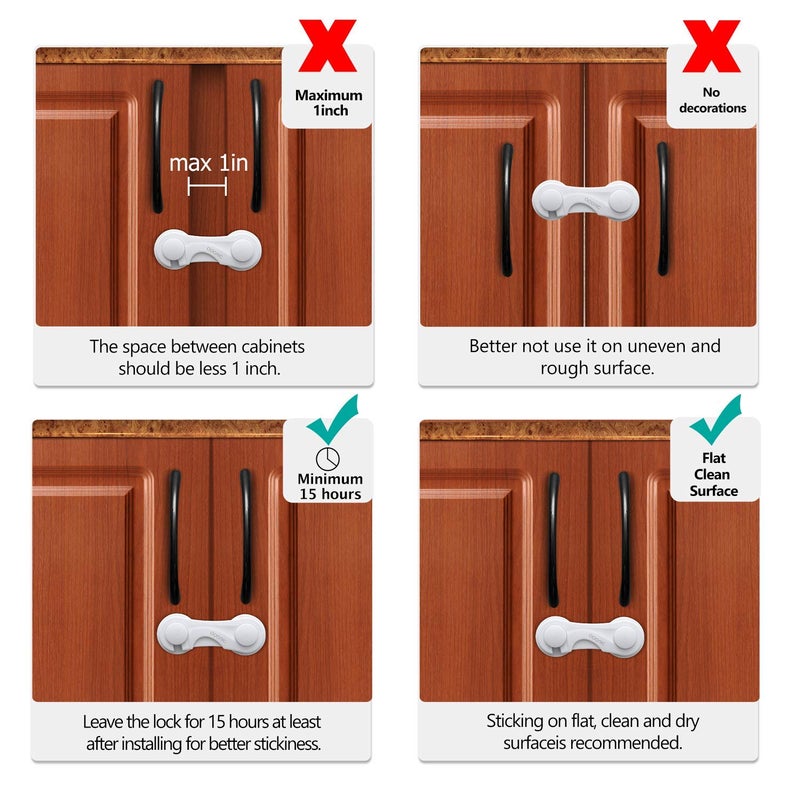 Adoric Cabinet Locks - Adoric Life Child Safety Locks 4 Pack - Baby Safety Cabinet Locks - Baby Proofing Cabinet Kitchen System with Strong Adhesive Tape - Image 5